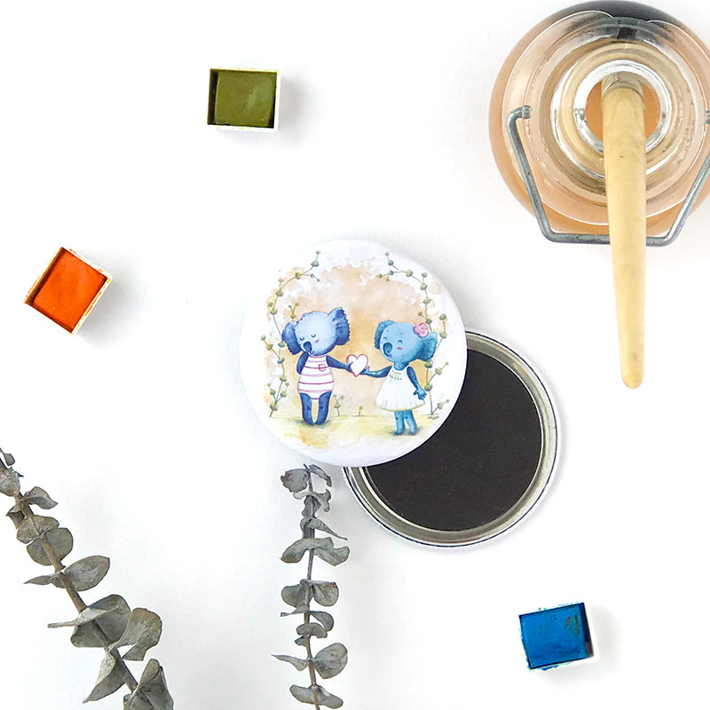 Badge / Magnet / Miroir . Amour de Koalas