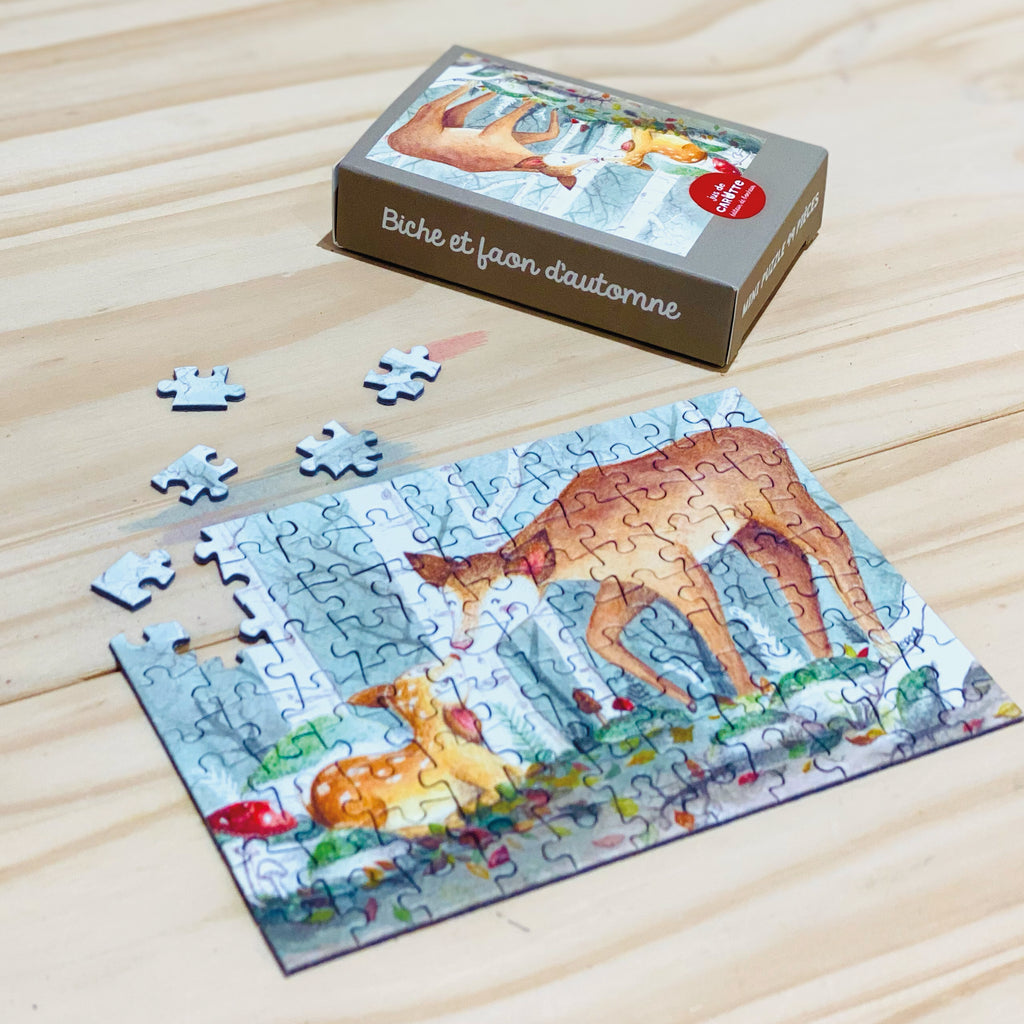 Mini Puzzle 99 pièces Biche et faon d'automne