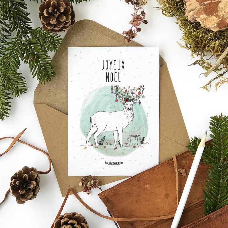 Carte à planter . Joyeux Noël Cerf !