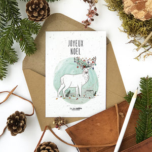 Carte à planter . Joyeux Noël Cerf !