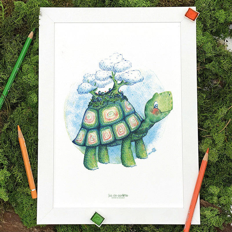 Illustration / Carte d'art . Tortue de Terre