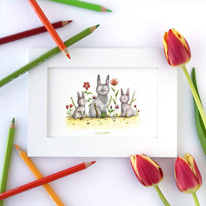 Illustration . Lapins de printemps