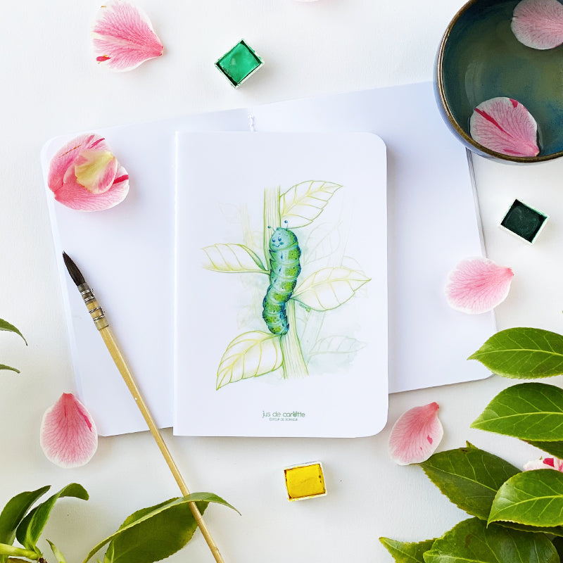 Carnet de notes . Chenille Chlorophylle