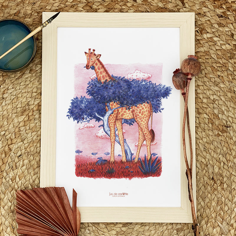 Illustration / Carte d'art . Ela la girafe de Rothschild . Le pal Nature