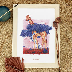 Illustration / Carte d'art . Ela la girafe de Rothschild . Le pal Nature