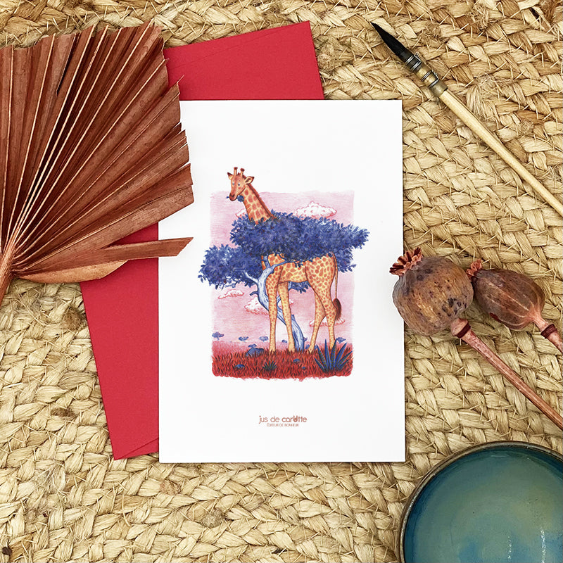 Illustration / Carte d'art . Ela la girafe de Rothschild . Le pal Nature