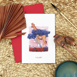 Illustration / Carte d'art . Ela la girafe de Rothschild . Le pal Nature