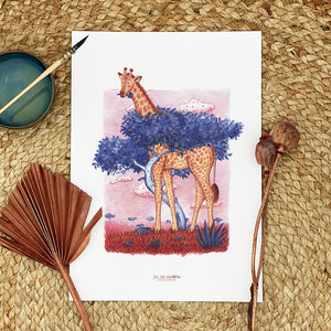 Illustration / Carte d'art . Ela la girafe de Rothschild . Le pal Nature
