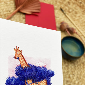 Illustration / Carte d'art . Ela la girafe de Rothschild . Le pal Nature