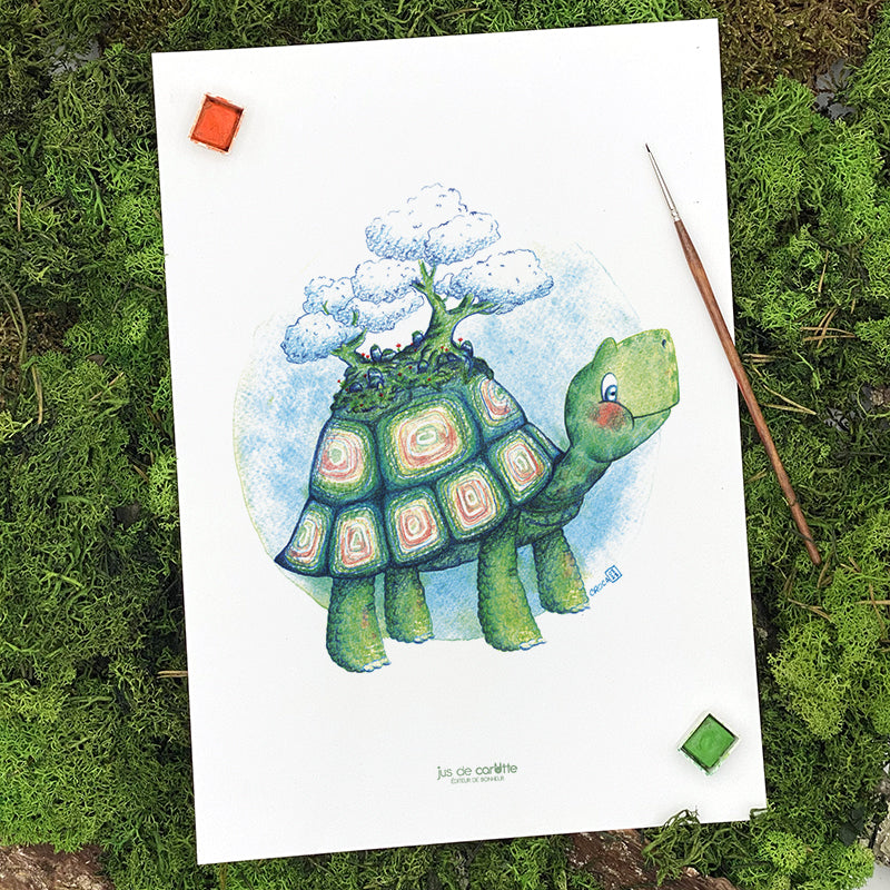 Illustration / Carte d'art . Tortue de Terre