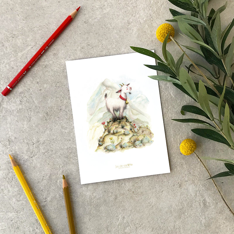 Carte d'art . Jolie chèvre des montagnes