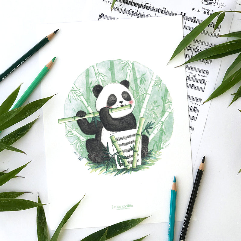 Carte d'art . Le Panda musicien