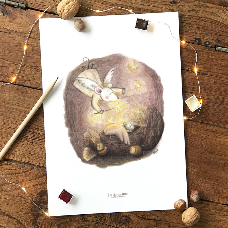 Carte d'art . La fée souris