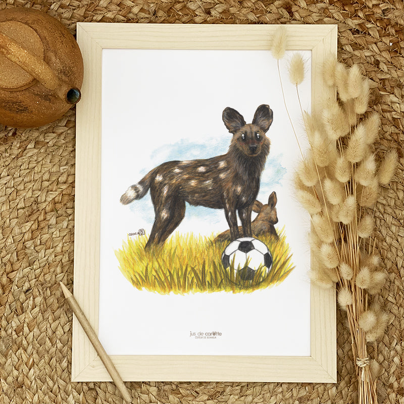 Illustration / Carte d'art . Fifa le lycaon . Le pal Nature
