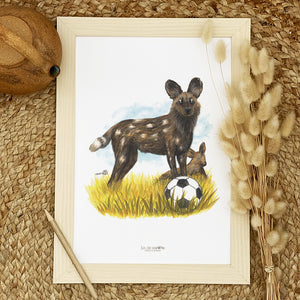 Illustration / Carte d'art . Fifa le lycaon . Le pal Nature
