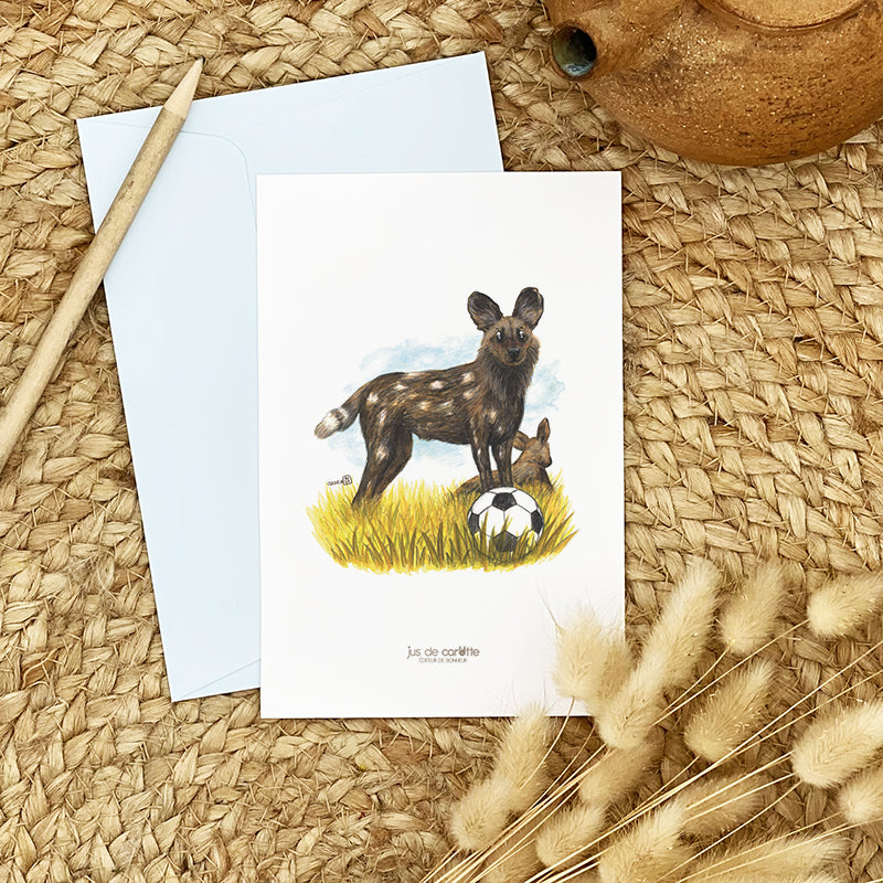 Illustration / Carte d'art . Fifa le lycaon . Le pal Nature
