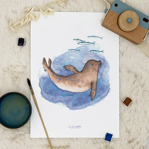 Illustration / Carte d'art . Henry l'otarie de Patagonie . Le pal Nature
